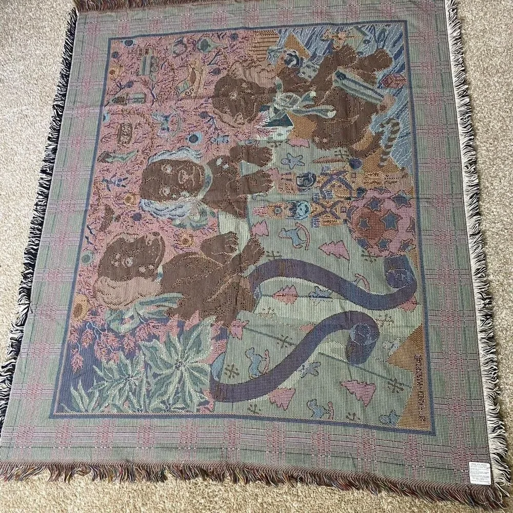 Vintage  Crown Crafts Dog Puppy Christmas holiday blanket